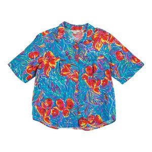 Vintage Pedder Street Hawaiian Shirt Women's Button Down‎ Large 2 pockets
